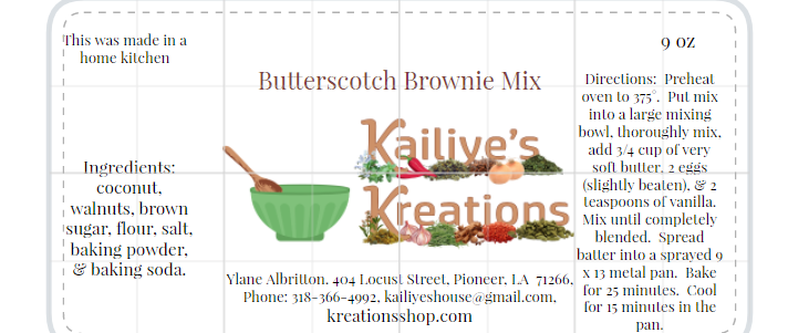 Butterscotch Brownie Mix