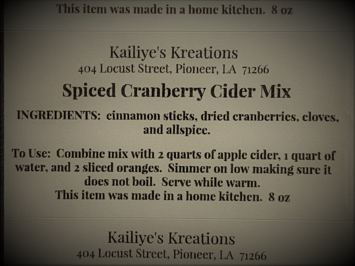 Spiced Cranberry Cider Mix